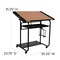 Emma and Oliver Adjustable Drawing and Drafting Table with Black Frame and Dual Wheel Casters